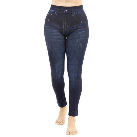 Dark Blue Jeggings With White Lines